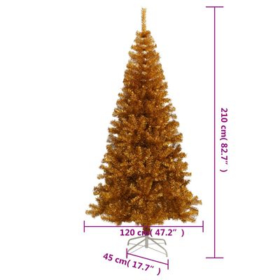 vidaXL Artificial Christmas Tree with Stand Gold 7 ft PET