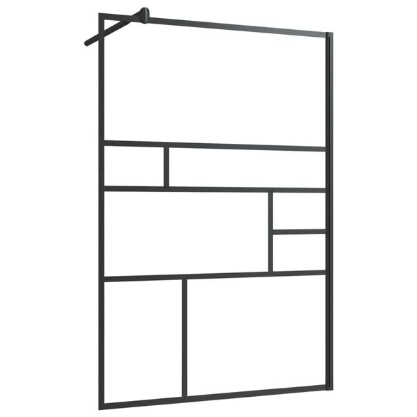 vidaXL Walk-in Shower Wall with Clear ESG Glass 45.3"x76.8" Black