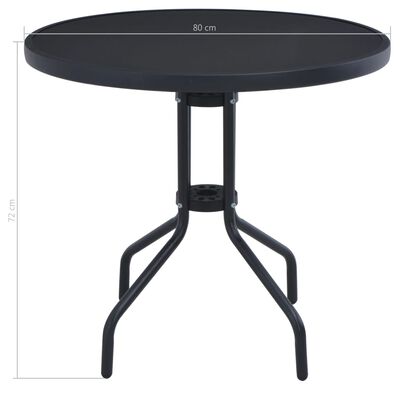vidaXL Patio Table Black 31.5" Steel and Glass