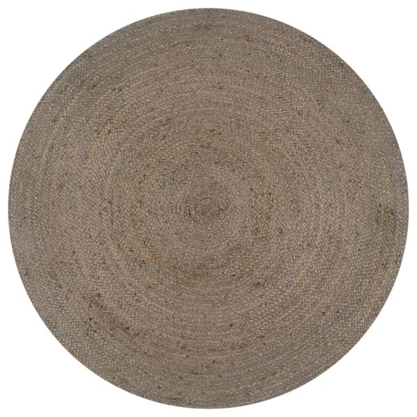 vidaXL Area Rug Grey Braided jute 35.4 in Durable Jute Rug Round