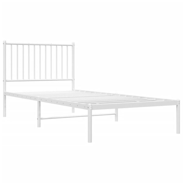 vidaXL Bed Frame White Steel Twin Bed Frame Rectangular Durable