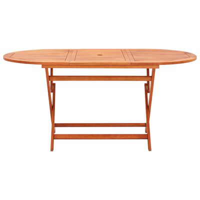 vidaXL Folding Patio Table 63"x33.5"x29.1" Solid Eucalyptus Wood