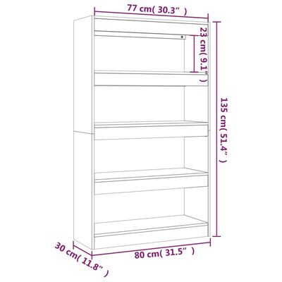 vidaXL Book Cabinet/Room Divider Gray Sonoma 31.5"x11.8"x53.1" Engineered Wood