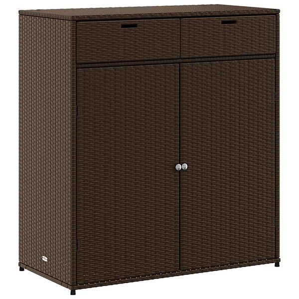 vidaXL Garden Storage Cabinet Brown PE rattan Large