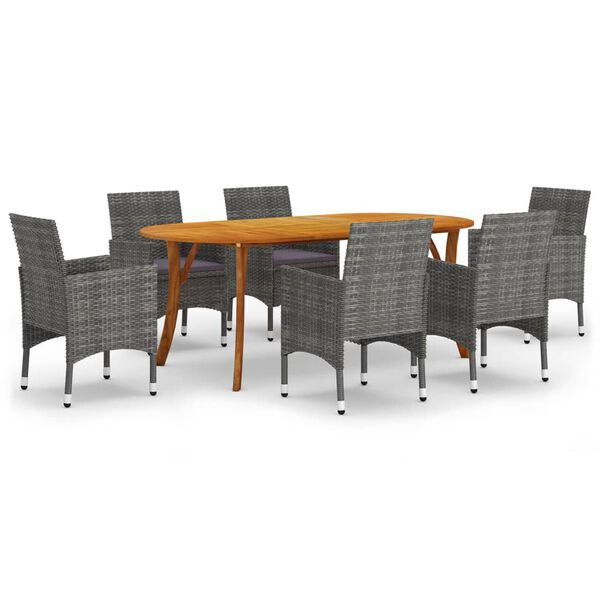 vidaXL 7 Piece Patio Dining Set Gray