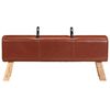 vidaXL Gym Bench Brown Goat leather, Solid Acacia wood Compact Durable