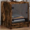 vidaXL Bedside Cabinet Smoked Oak Engineered Wood, Glass Compact