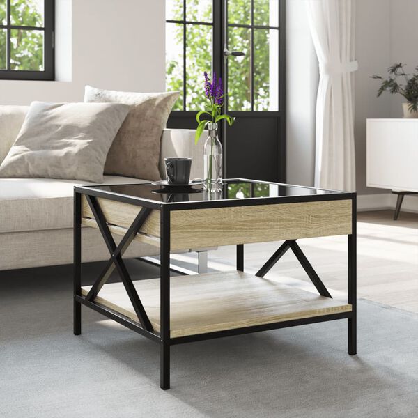 vidaXL Coffee Table Sonoma oak Engineered wood 19.7 x 19.7 x 15.0 in