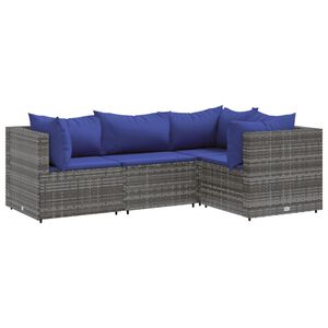 vidaXL Patio Lounge Set Gray PE Rattan Medium Modular