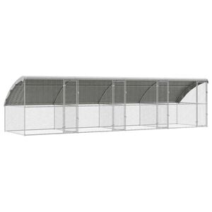 vidaXL Chicken Cage Silver 314.96 x 78.74 x 78.15 in Galvanised Steel