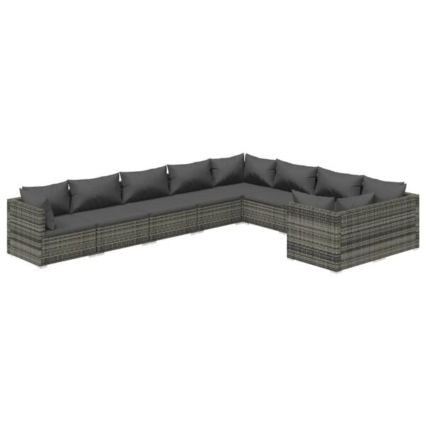 vidaXL Garden Lounge Set Grey PE rattan Large Modular