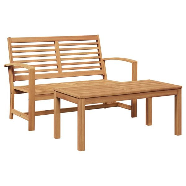 vidaXL Bench 2 pcs Brown Solid Teak Wood