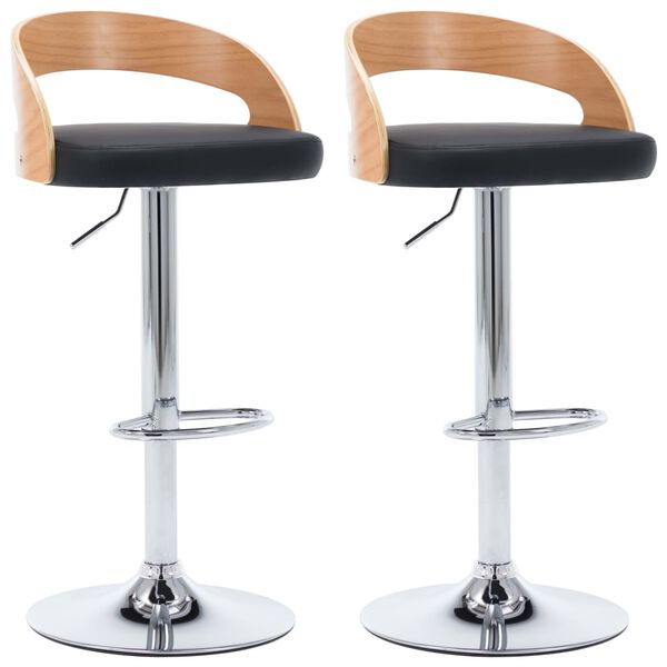 vidaXL Bar Chair Set of 2 Black and light brown