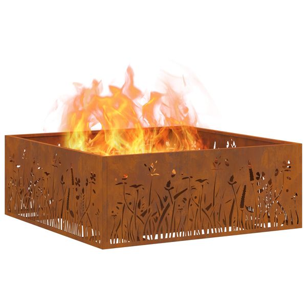 vidaXL Fire Pit Brown 31.5" x 31.5" x 11.8" Weathering steel