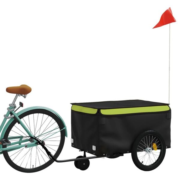 vidaXL Bike Trailer Black and Green 66.1 lb Iron
