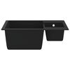 vidaXL Kitchen Sink with Overflow Hole Double Basins Black Granite