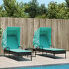 vidaXL Patio Sun Lounger Black, Turquoise