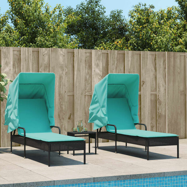 vidaXL Patio Sun Lounger Black, Turquoise