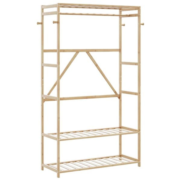 vidaXL Clothes Rack Bamboo Bamboo with varnished finish Large