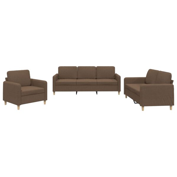 vidaXL Sofa Set Brown Fabric Medium Sofa Set Rectangular Modern