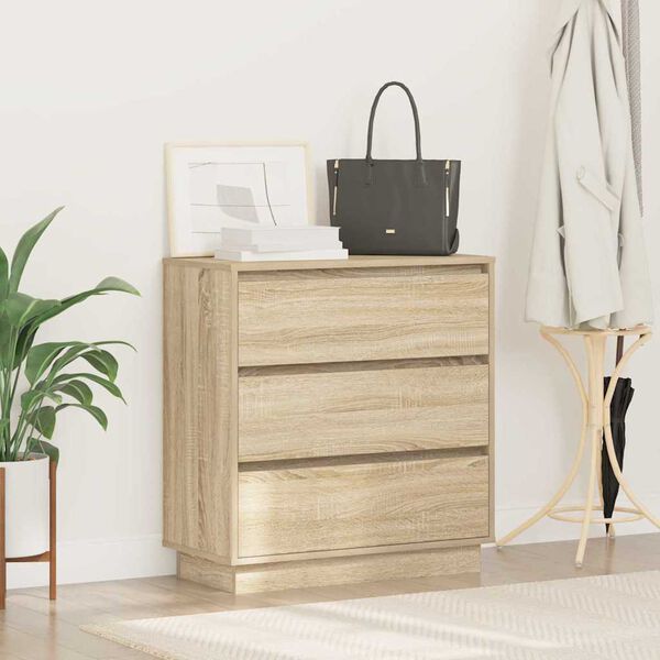 vidaXL Bedside Cabinet with Drawer Sonoma Oak 27.95 x 13.58 x 29.53 in