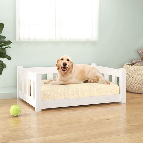 vidaXL Dog Bed White Solid Pine Wood 29.7 x 21.9 x 11.0 in Durable