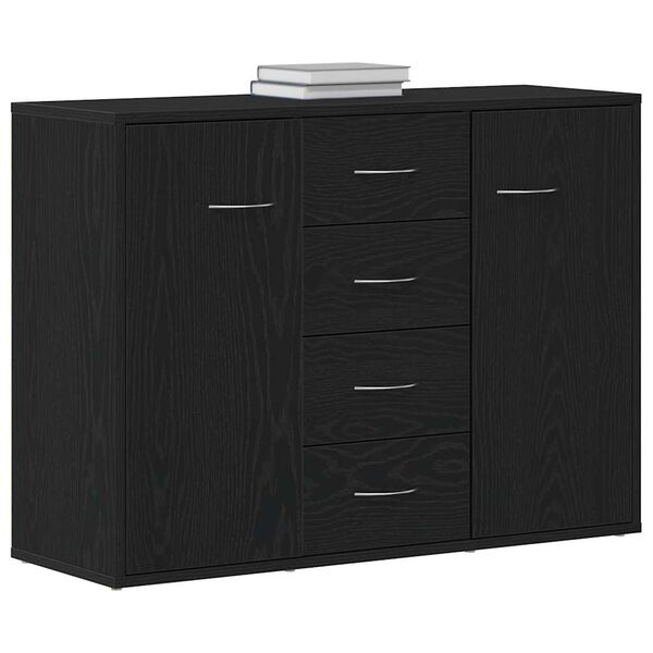 vidaXL Sideboard Black Oak 34.6x11.8x25.2" Engineered Wood