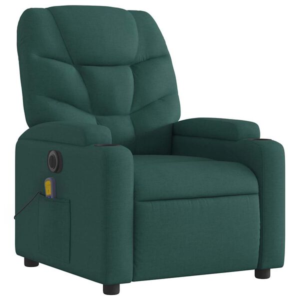 vidaXL Electric Massage Recliner Chair Dark green Polyester, Metal, Plywood