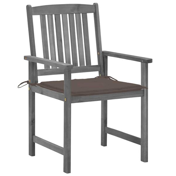 vidaXL Patio Chairs with Cushions 2 pcs Gray Solid Acacia Wood