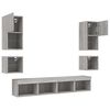 vidaXL 8 Piece TV Wall Units with LED Gray Sonoma Engineered Wood