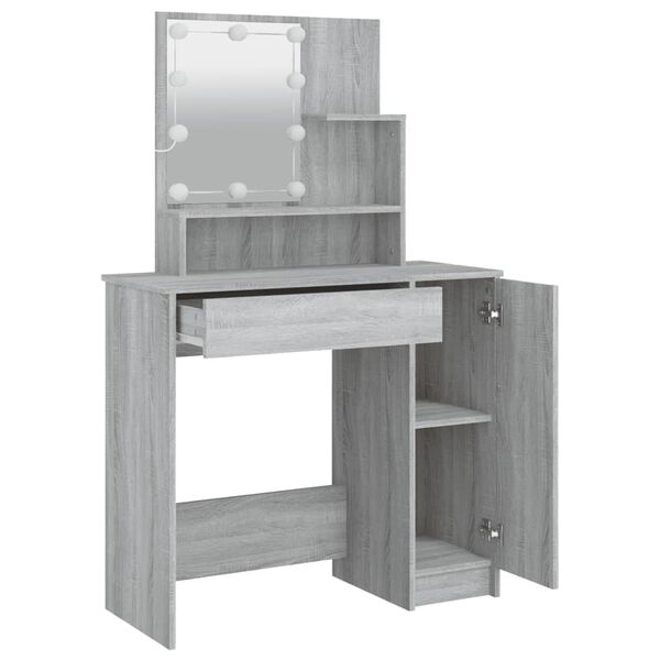 vidaXL Dressing Table Grey Sonoma Engineered wood, acrylic