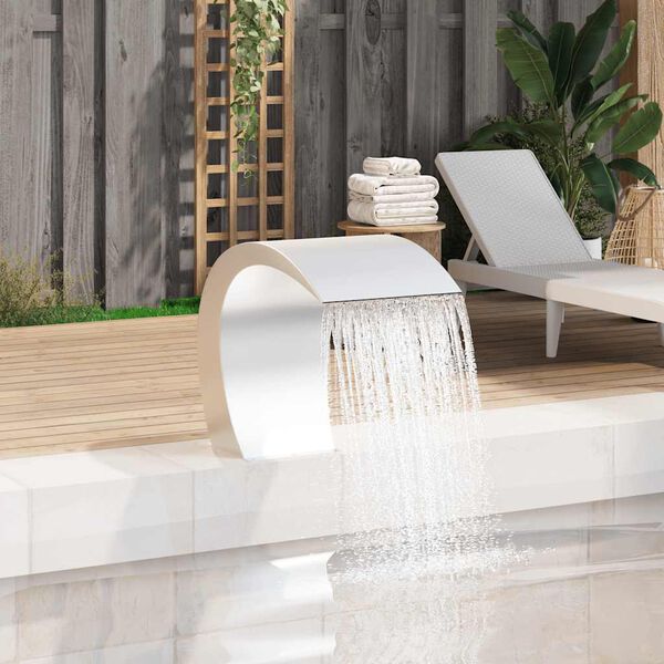 vidaXL Pool Fountain Silver Stainless steel (SS 304) Medium Durable