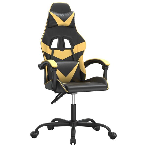 vidaXL Gaming Chair Black and Gold Faux leather, Metal, Plywood Adjustable