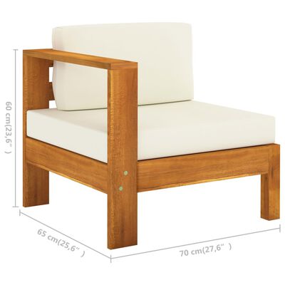 vidaXL 8 Piece Patio Lounge Set with Cream White Cushions Acacia Wood