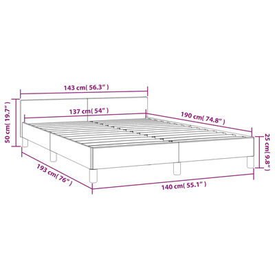 vidaXL Bed Frame with Headboard Black 53.9"x74.8" Full Faux Leather