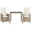 vidaXL 9 Piece Patio Bistro Set with Cushions Beige Poly Rattan