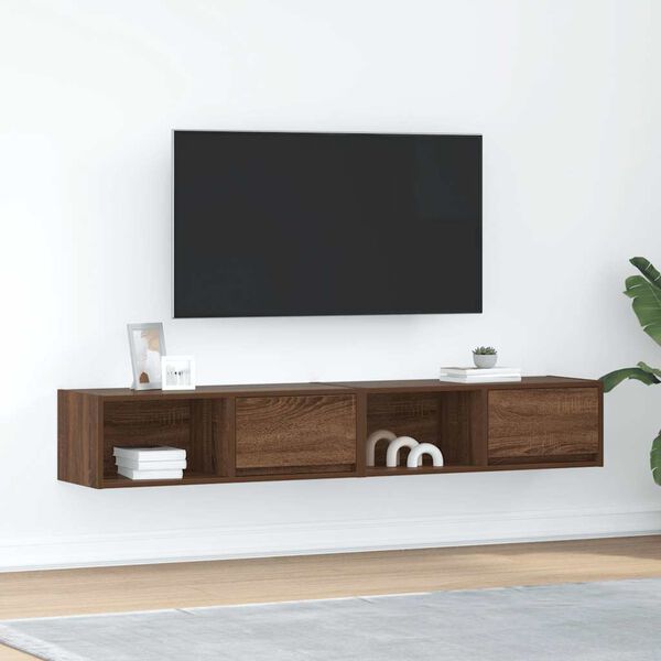 vidaXL TV Cabinet Set of 2 Brown oak Engineered wood TV Cabinet