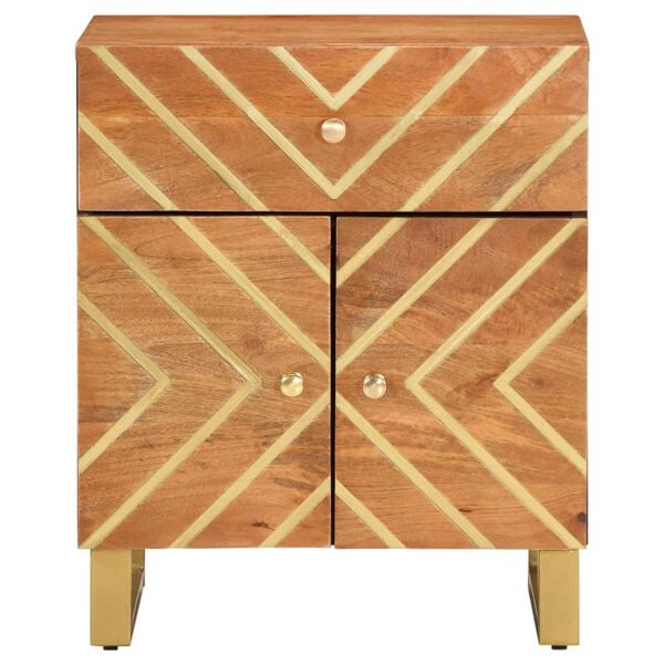vidaXL Bedside Cabinet Brown and Black Solid Mango Wood Medium
