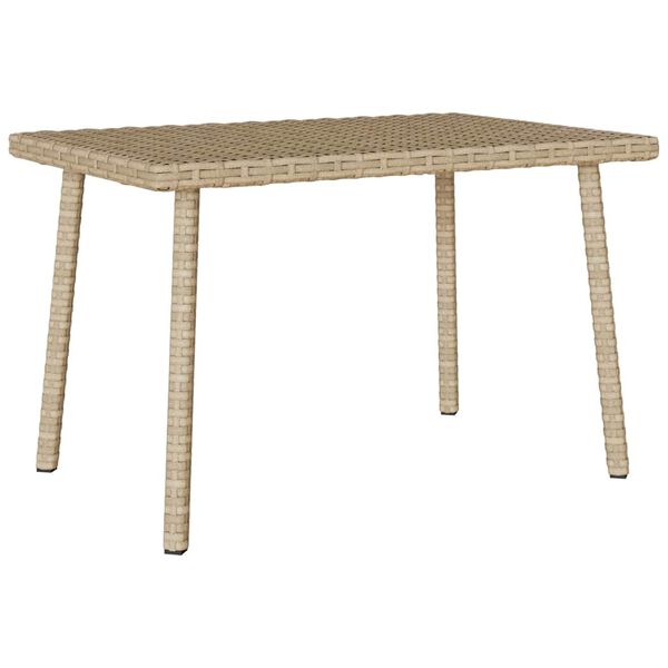 vidaXL Garden Coffee Table Beige PE Rattan, Powder-Coated Steel Medium