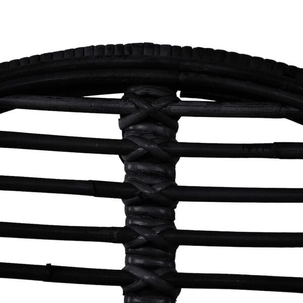 vidaXL Dining Chair Set of 2 Black Natural rattan, Wrought iron Standard