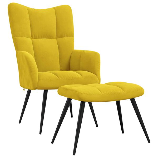 vidaXL Relaxing Chair With Stool Mustard Yellow