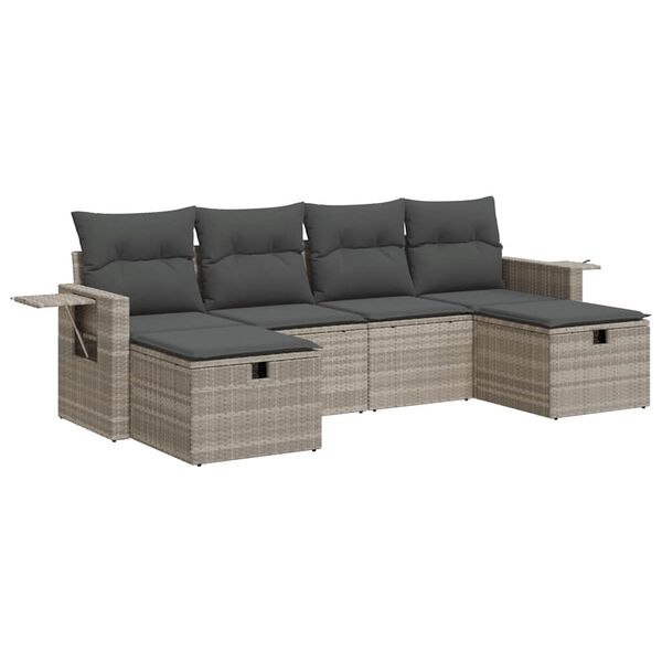 vidaXL Garden Sofa Set Light grey, Dark grey PE rattan 6 Piece Modular