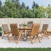 vidaXL Reclining Garden Chair Set of 6 Taupe Teak wood, Foam, Polyester