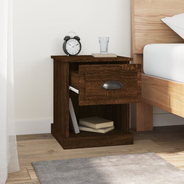 vidaXL Bedside Cabinet Brown oak Engineered wood Medium Bedside Cabinet
