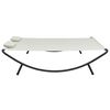 vidaXL Sun Lounger Cream Oxford Fabric, Polyester, Steel Large