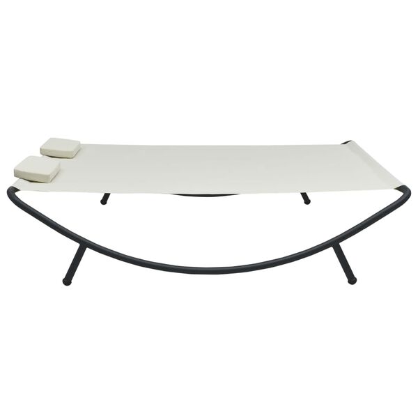 vidaXL Sun Lounger Cream Oxford Fabric, Polyester, Steel Large