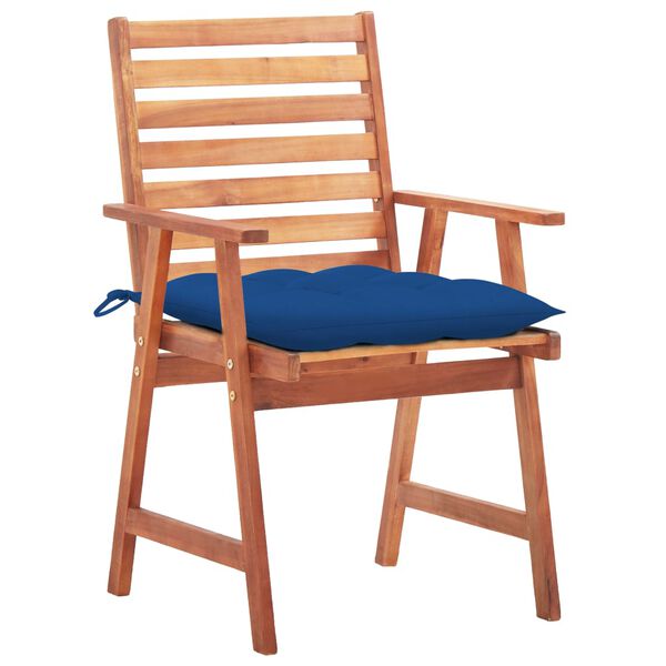 vidaXL Patio Chair Set of 2 Royal blue Solid Acacia Wood Standard