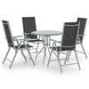 vidaXL Dining Set Silver, Black, Light Gray
