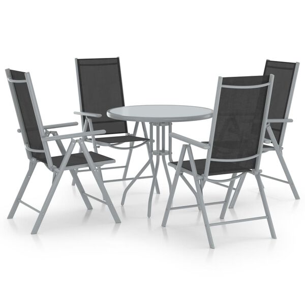 vidaXL Dining Set Silver, Black, Light Gray