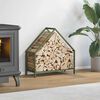 vidaXL Firewood Rack Olive Green 23.6x9.8x23.6" Cold-rolled steel